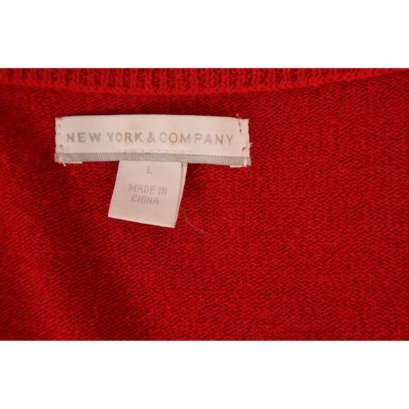 New York & Company Womens V-Neck Red Sweater Size L - Picture 5 of 12